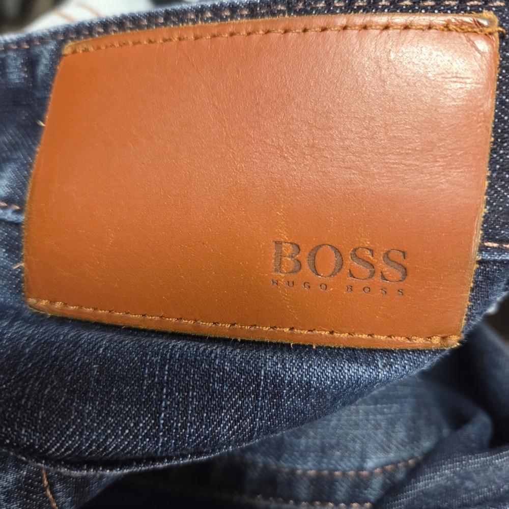 Hugo Boss Jeans 34/32 Dark Blue Stretch Straight Leg Designer Denim - Picture 8 of 8